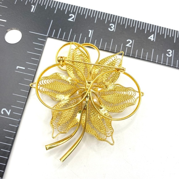 JENNIFER MOORE Gold Filagree Pearl Large Brooch - Picture 2 of 7